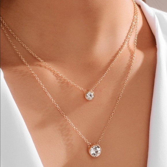 Jewelry - Rhinestone Round Decor Layered Necklace
